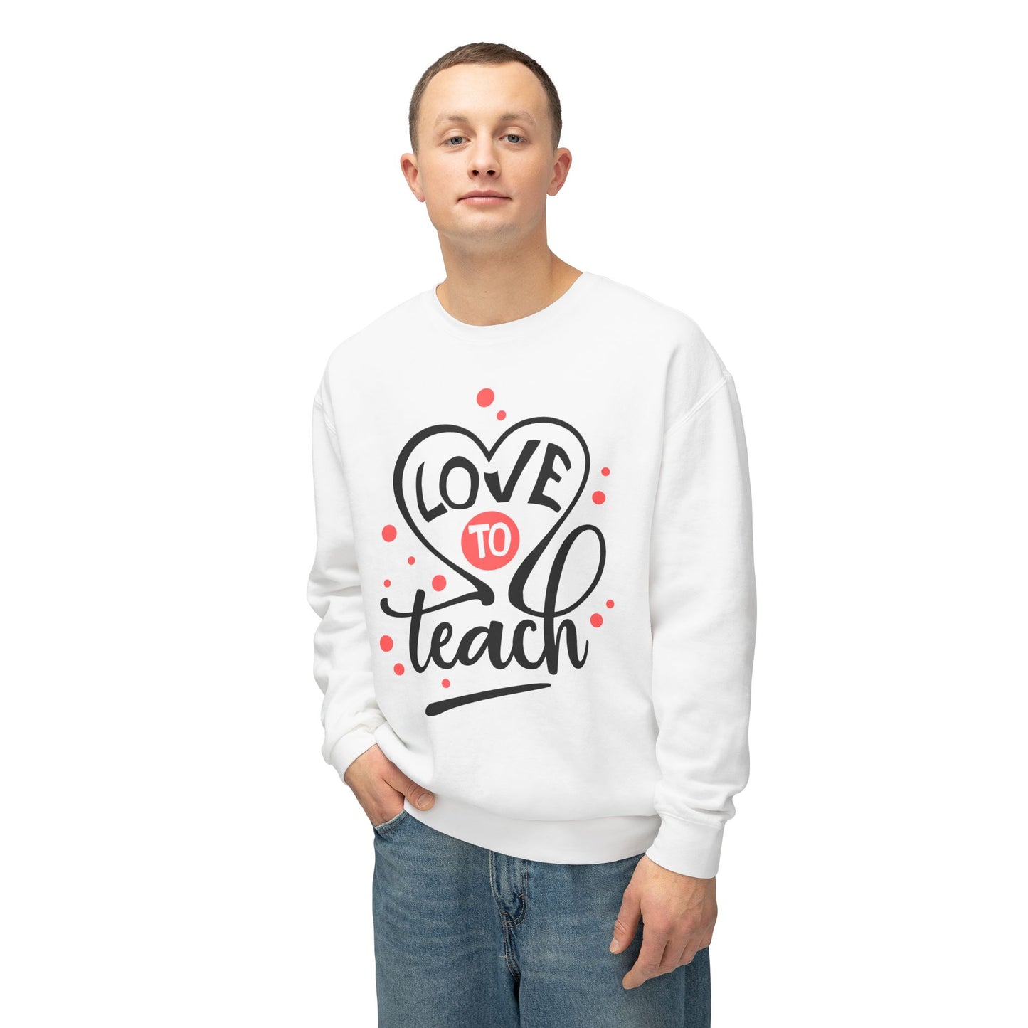 Love to Teach, Unisex Lightweight Crewneck Sweatshirt