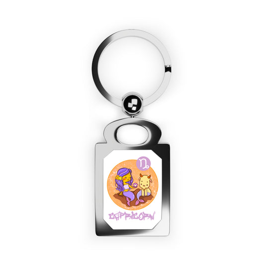 Capricorn Chibi Mermaid & Goat, Rectangle Photo Keyring