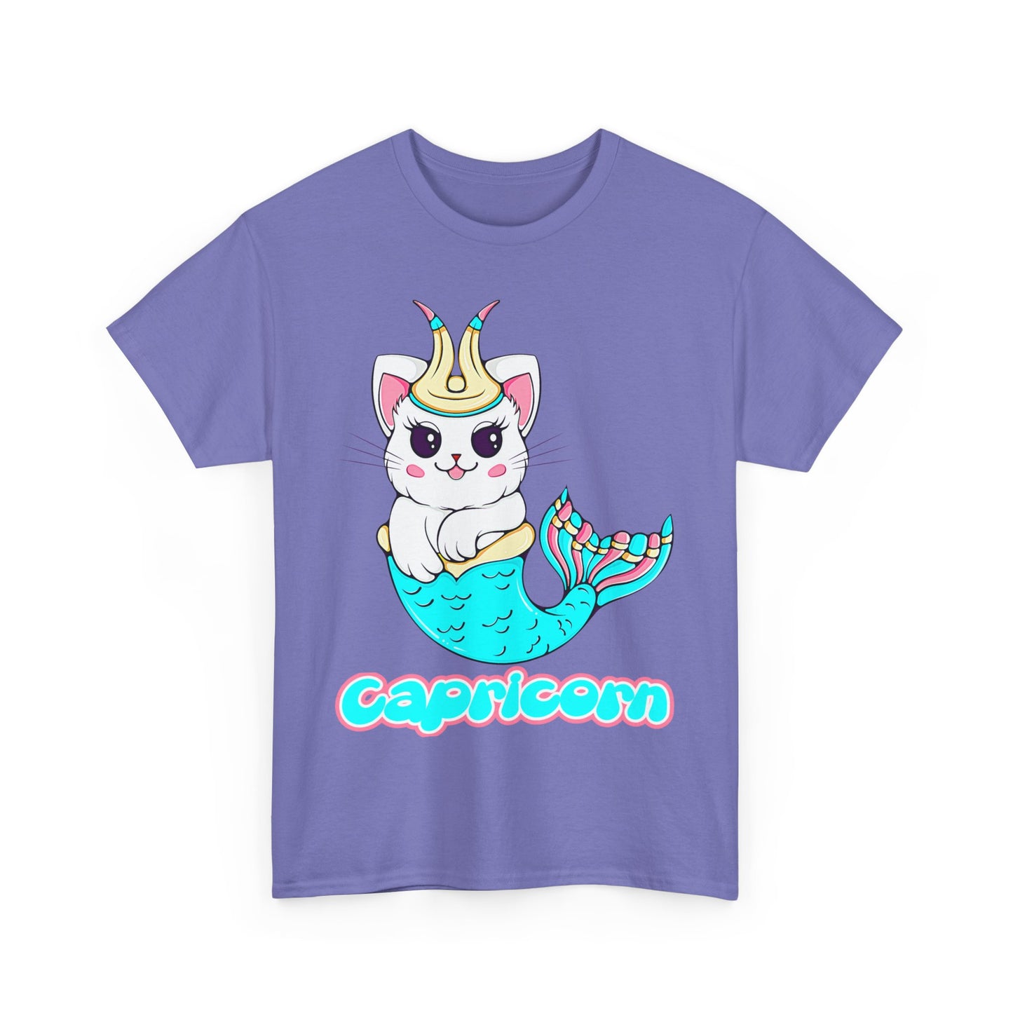 Capricorn Anime Cat, Unisex Heavy Cotton Tee