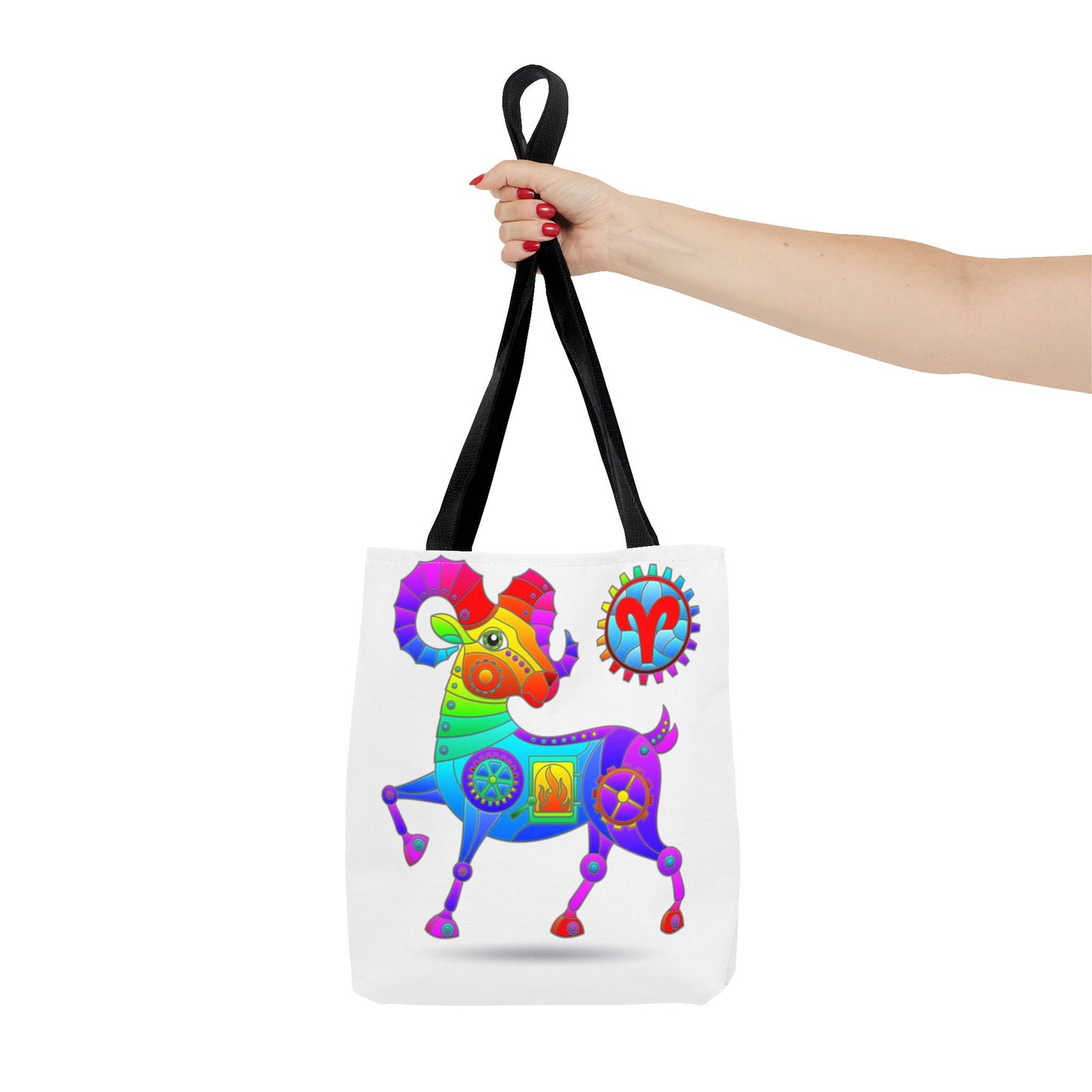 Aries Rainbow Steampunk, White Tote Bag