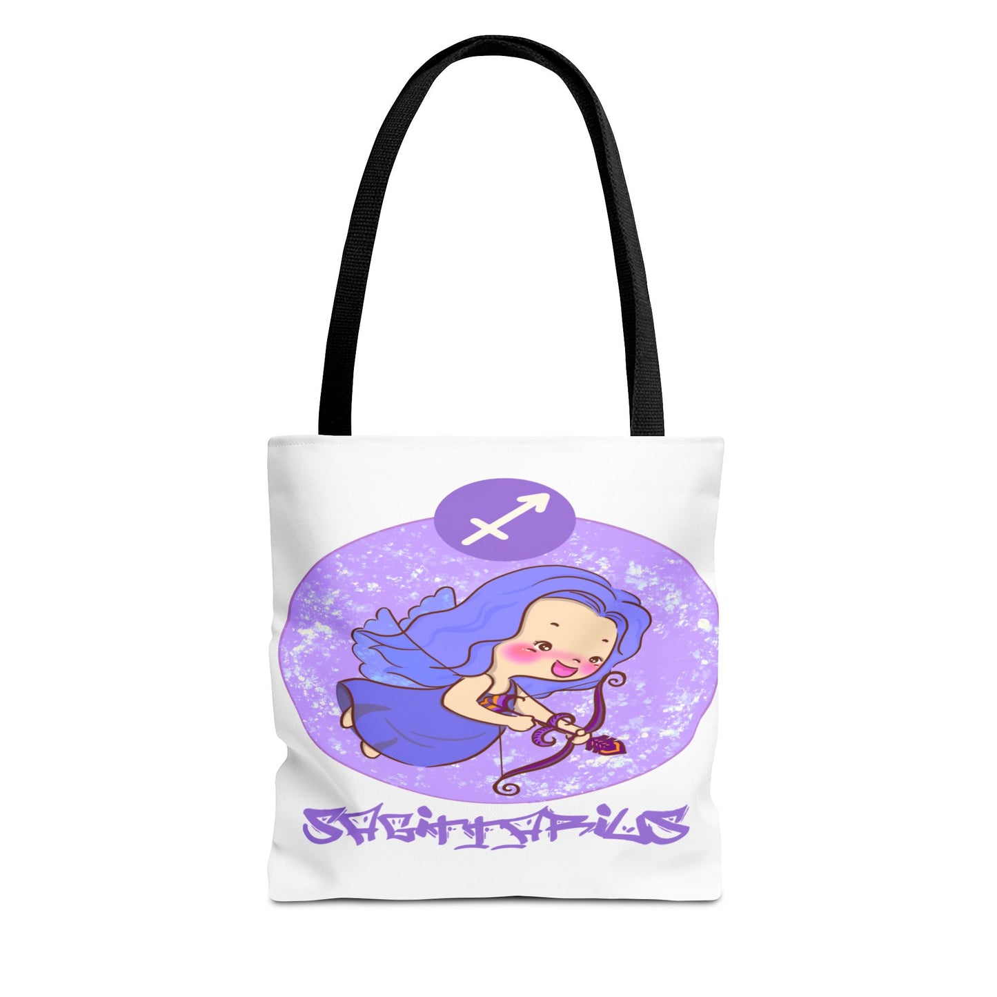 Sagittarius Chibi Archer White Tote Bag, 3 Sizes