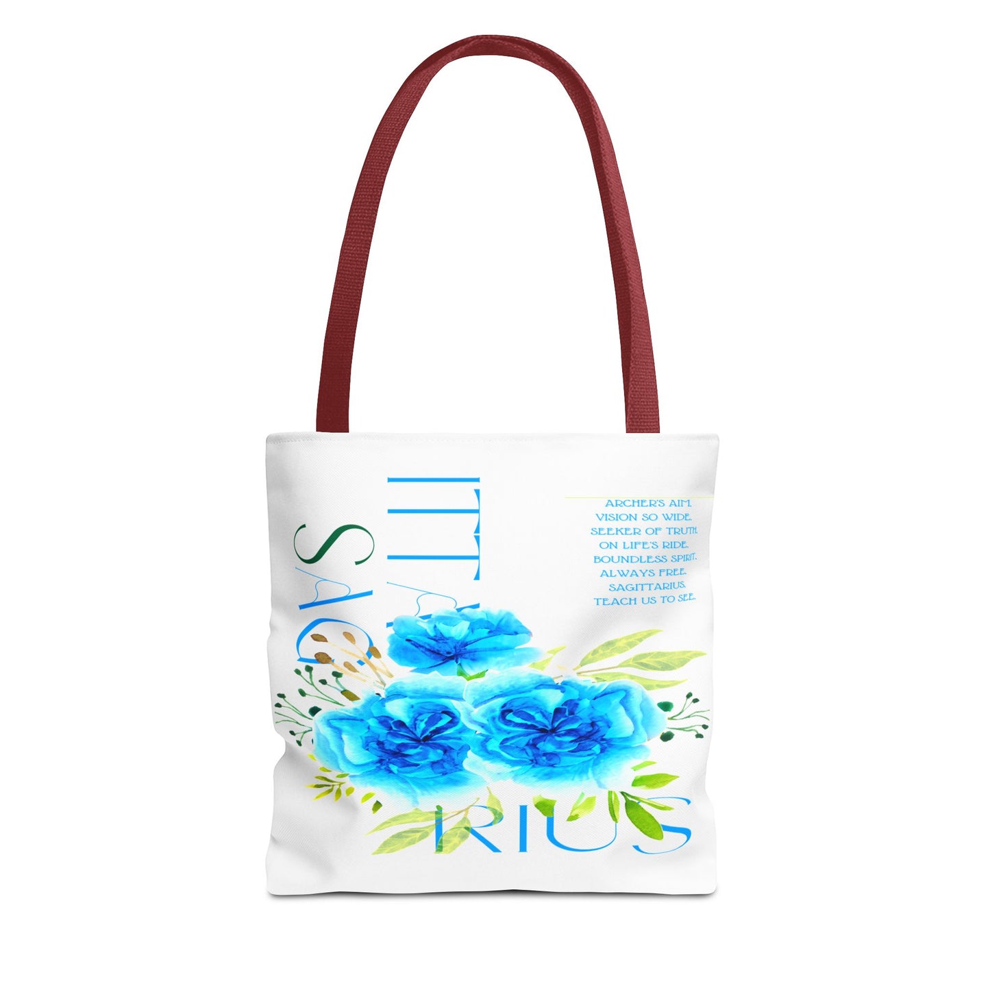 Sagittarius Blue Carnations White Tote Bag, 3 Sizes