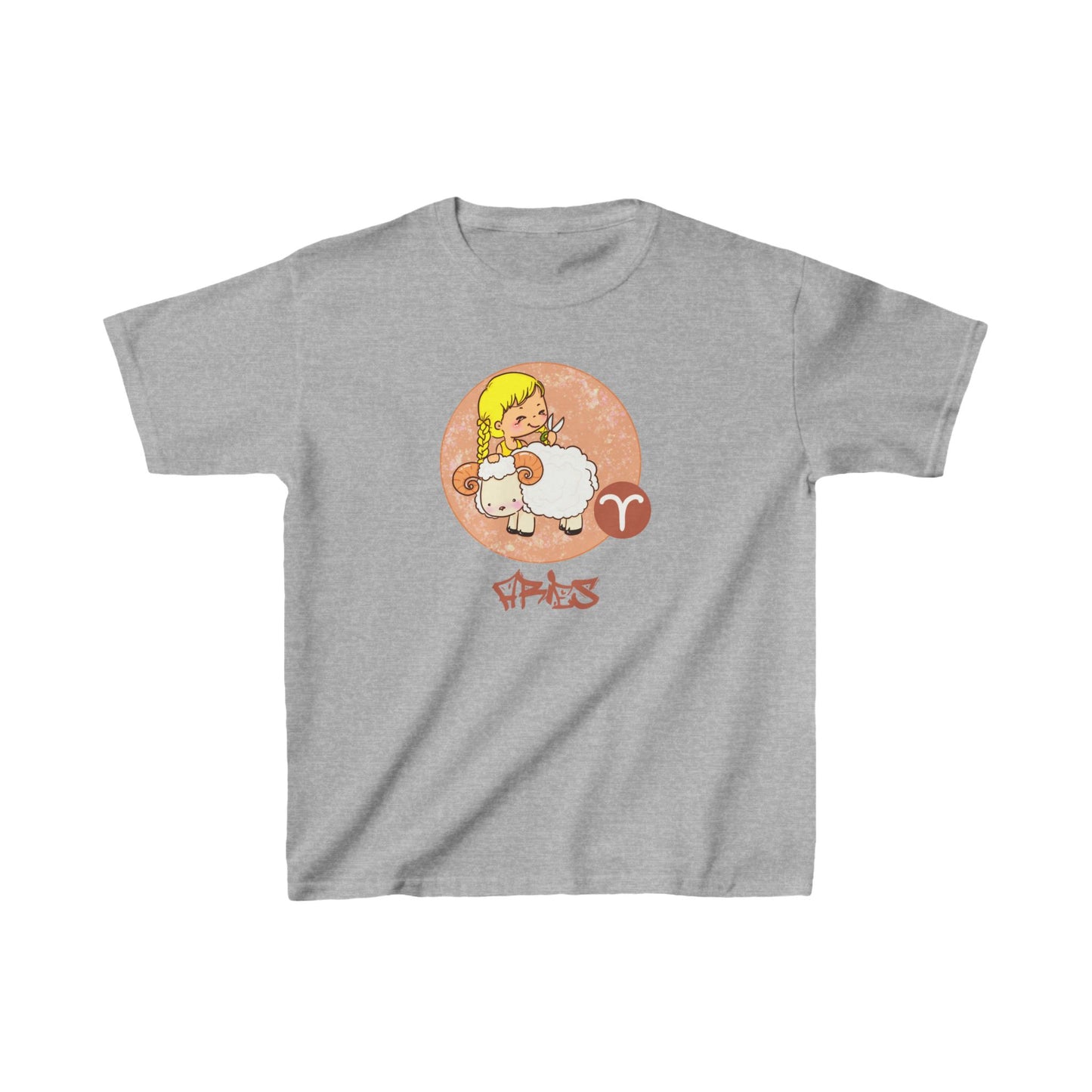 Aries Chibi Girl & Ram, Kids Heavy Cotton™ Tee