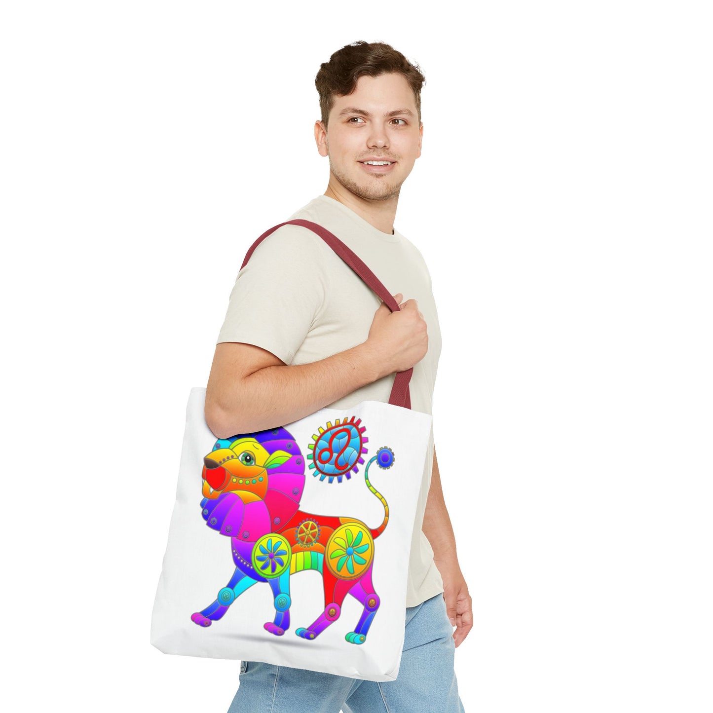 Leo Rainbow Steampunk, White Tote Bag