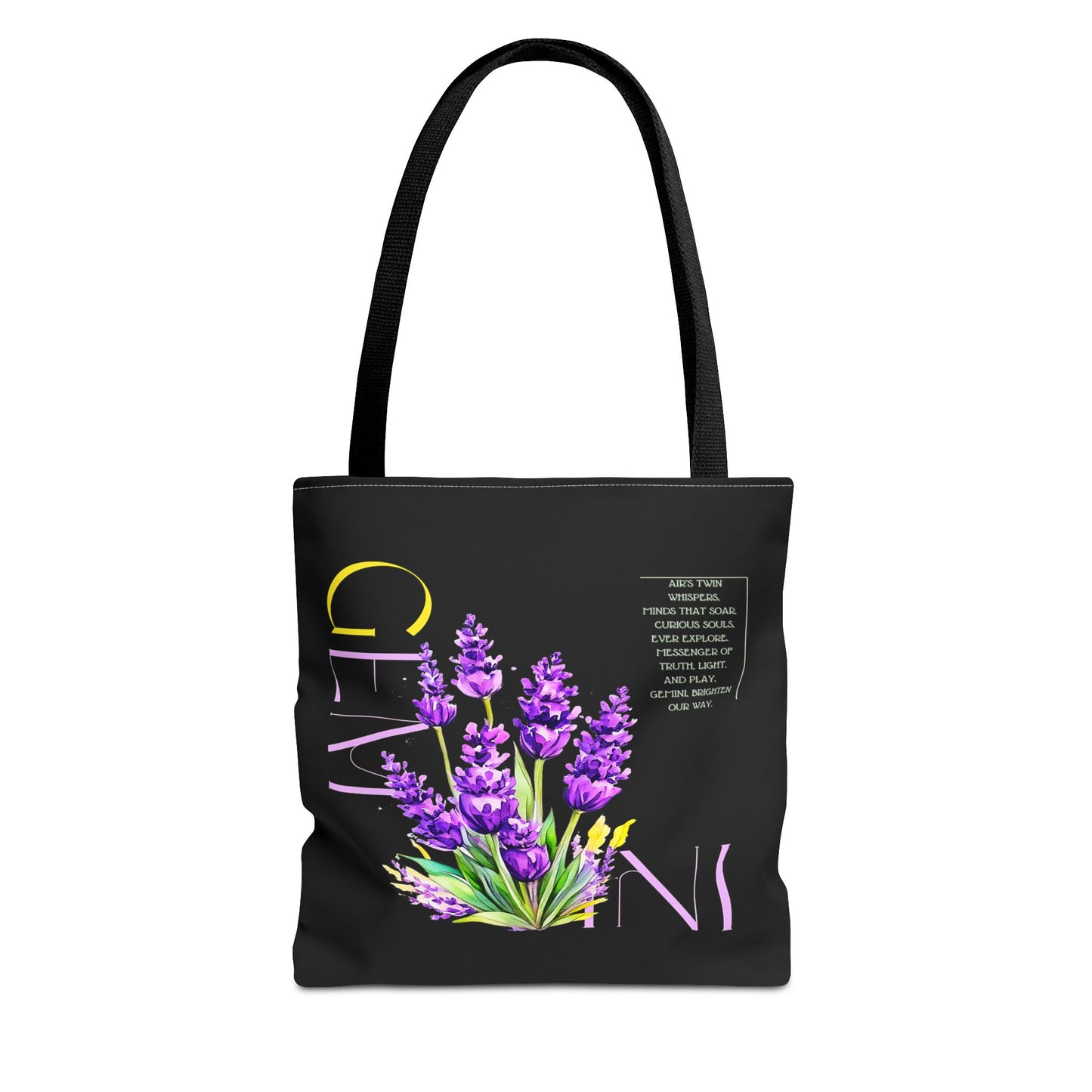 Gemini Lavender Black Tote Bag, 3 Sizes