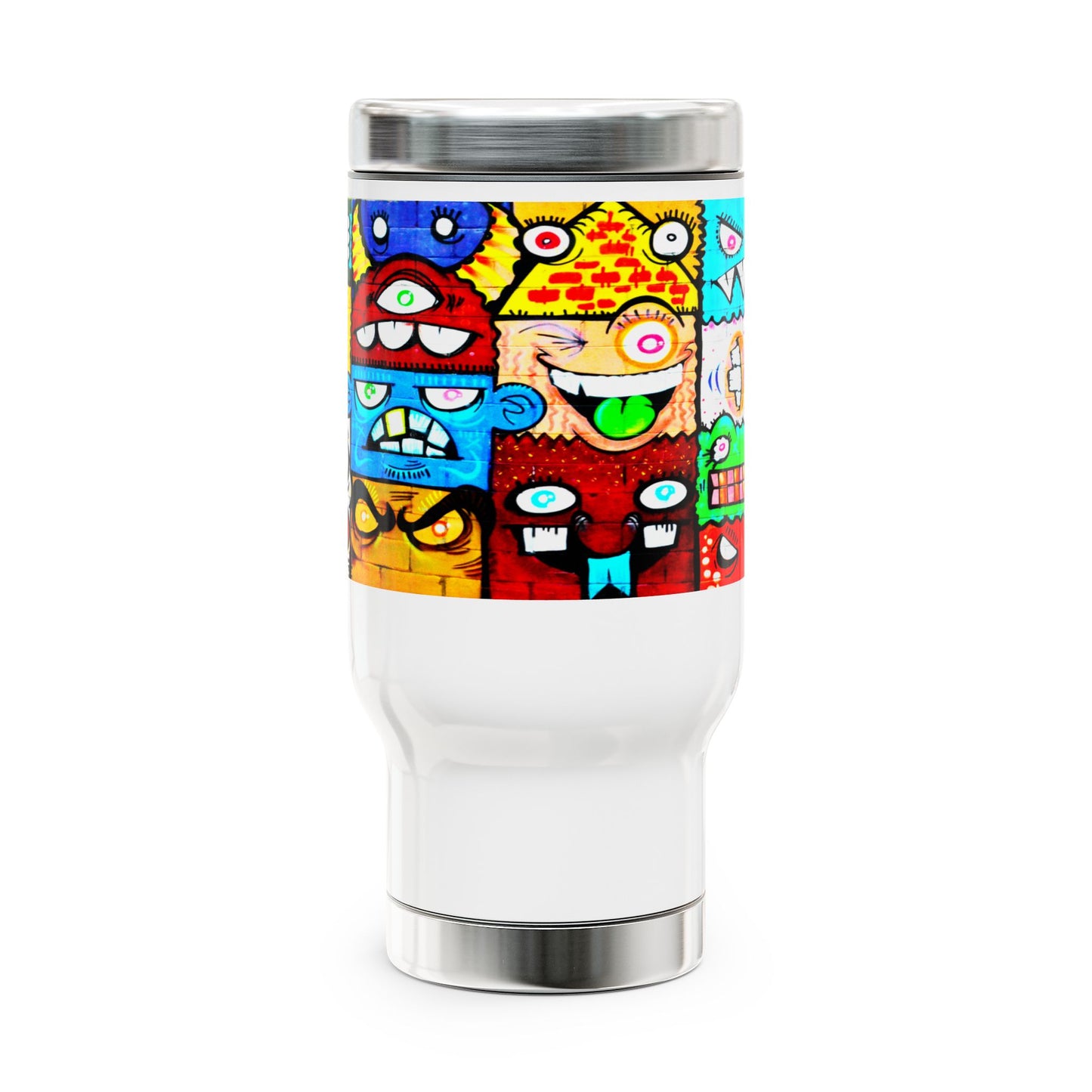 Smiles, Stainless Steel Travel Mug with Handle, 14oz