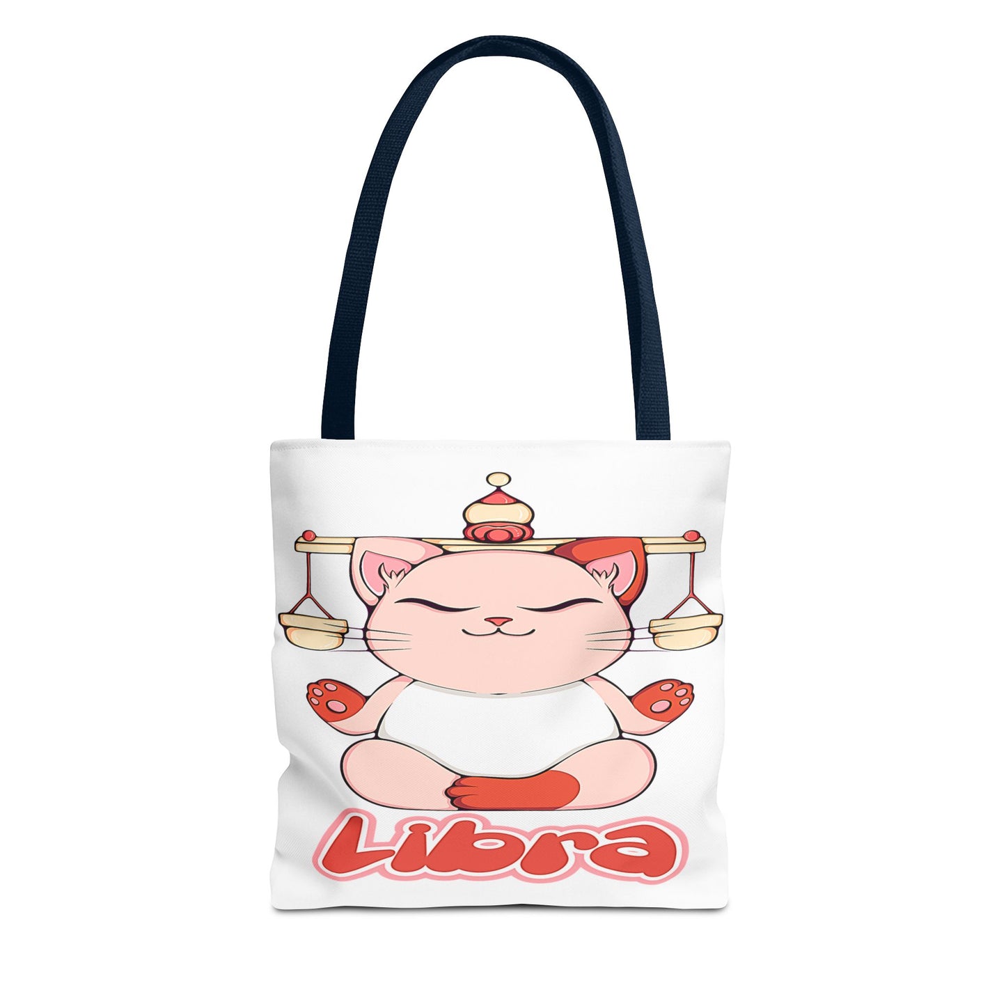 Libra Anime Cat White Tote Bag, 3 Sizes