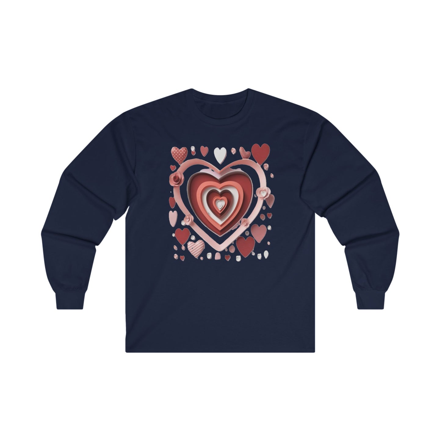 3D Love Hearts, Unisex Ultra Cotton Long Sleeve Tee