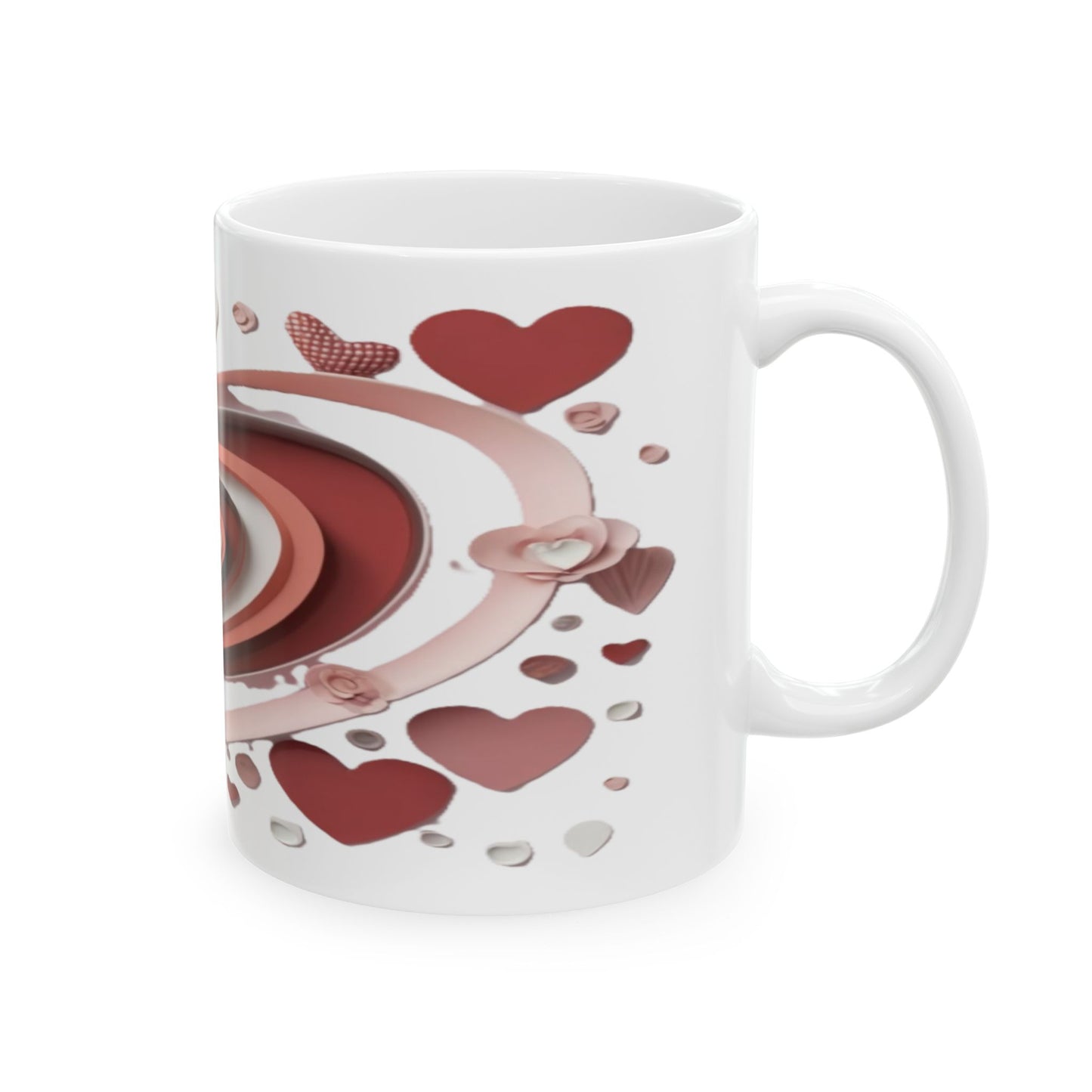 3D Love Hearts, Ceramic Mug, (11oz, 15oz)