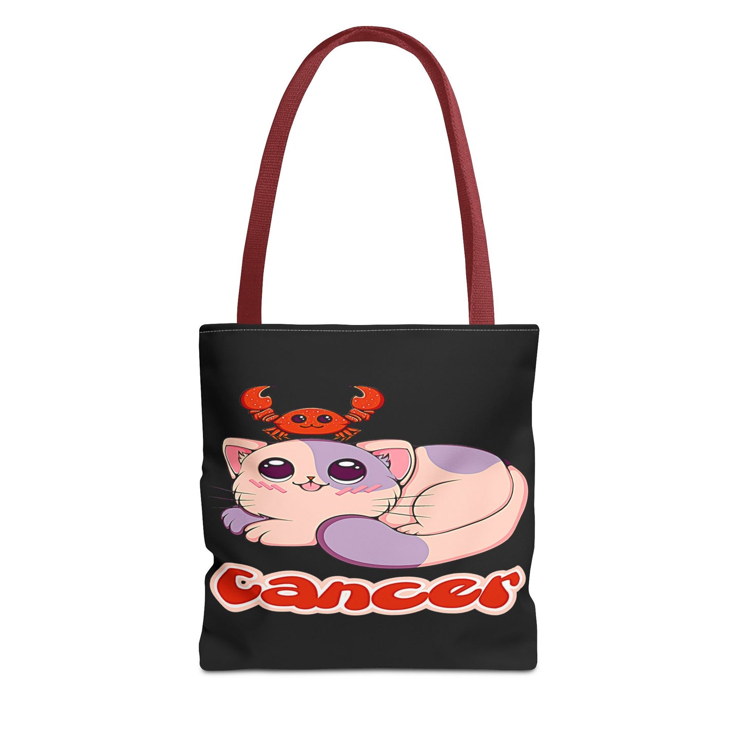 Cancer Anime Cat Black Tote Bag, 3 Sizes