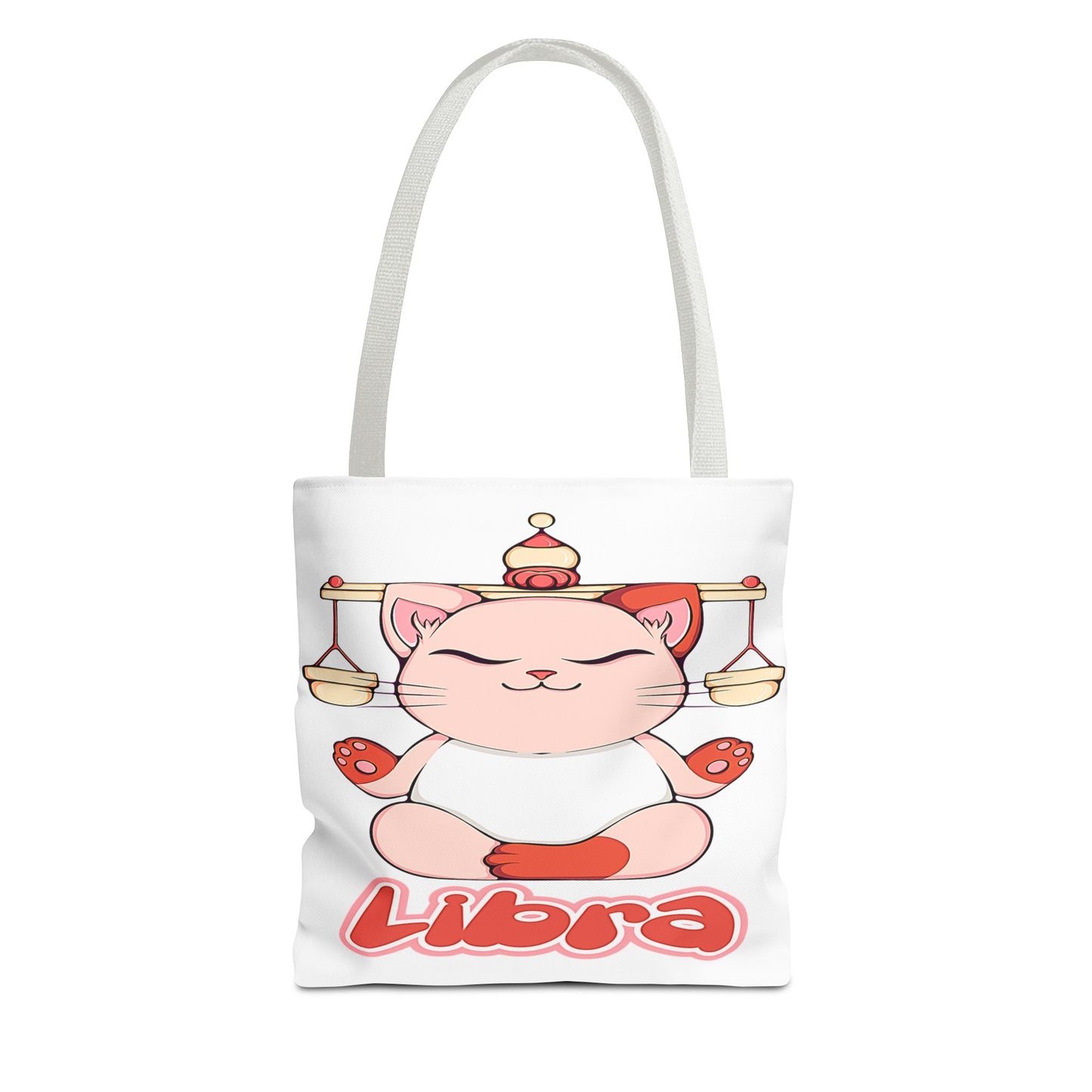 Libra Anime Cat White Tote Bag, 3 Sizes