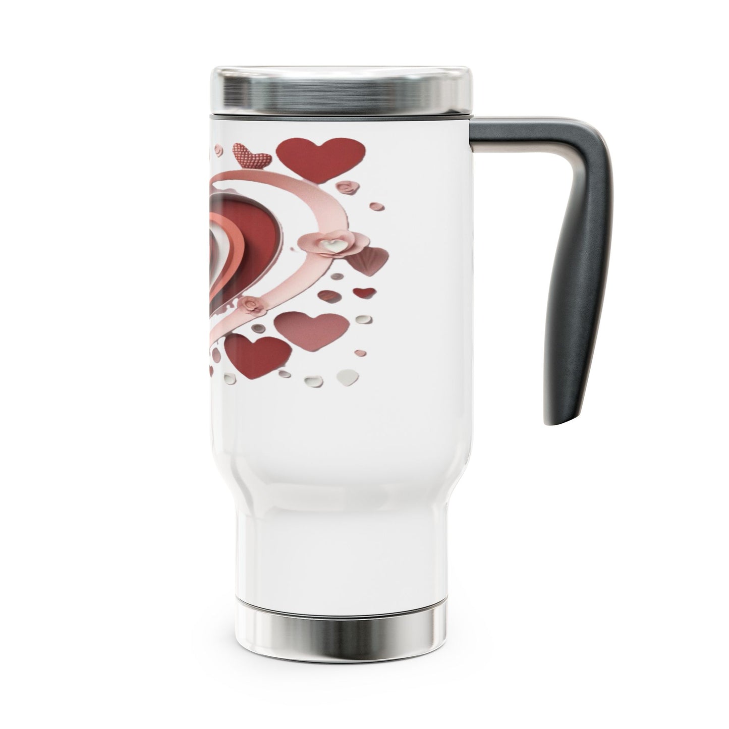 3D Love, Stainless Steel Travel Mug with Handle, 14oz