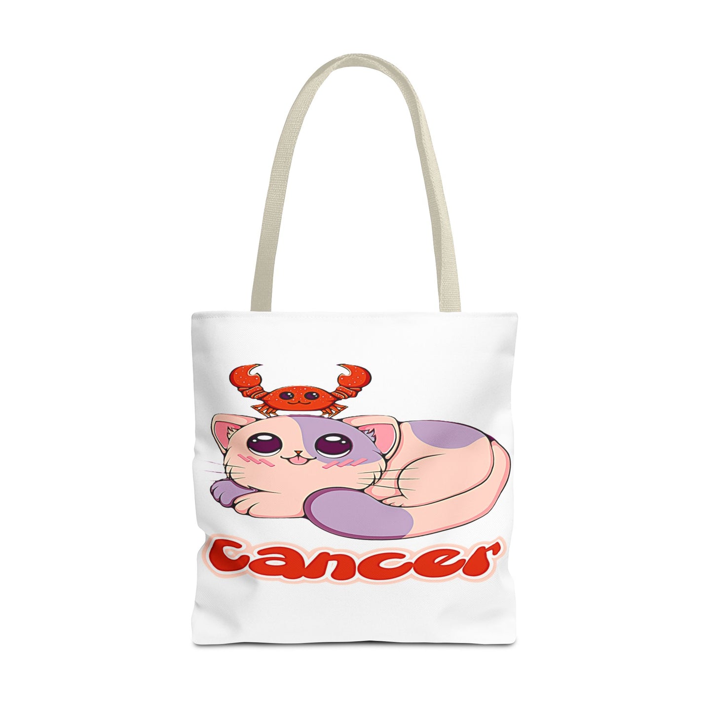 Cancer Anime Cat White Tote Bag, 3 Sizes