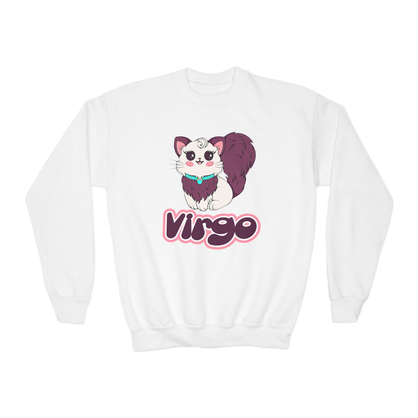 Virgo Anime Cat, Youth Crewneck Sweatshirt