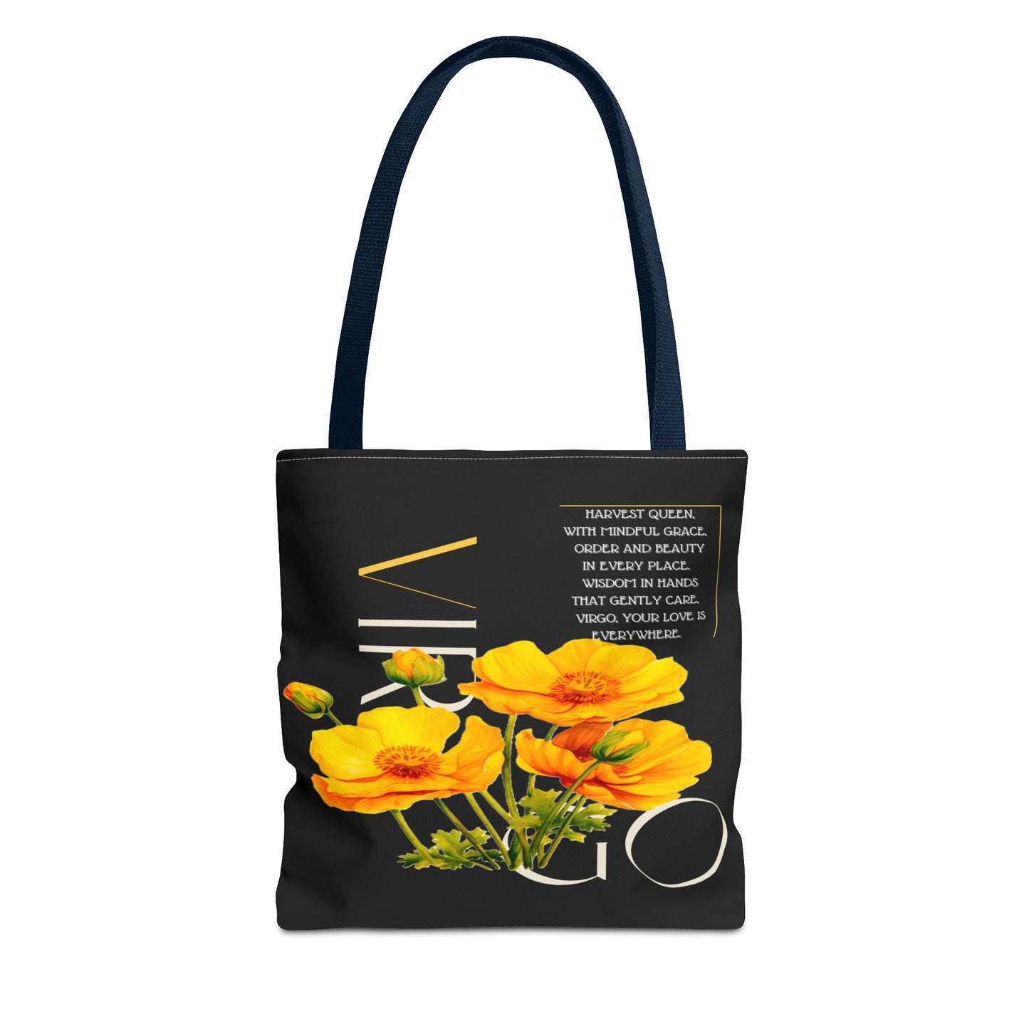 Virgo Buttercups Black Tote Bag, 3 Sizes