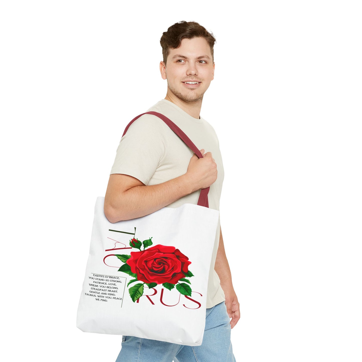 Taurus Rose White Tote Bag, 3 Sizes